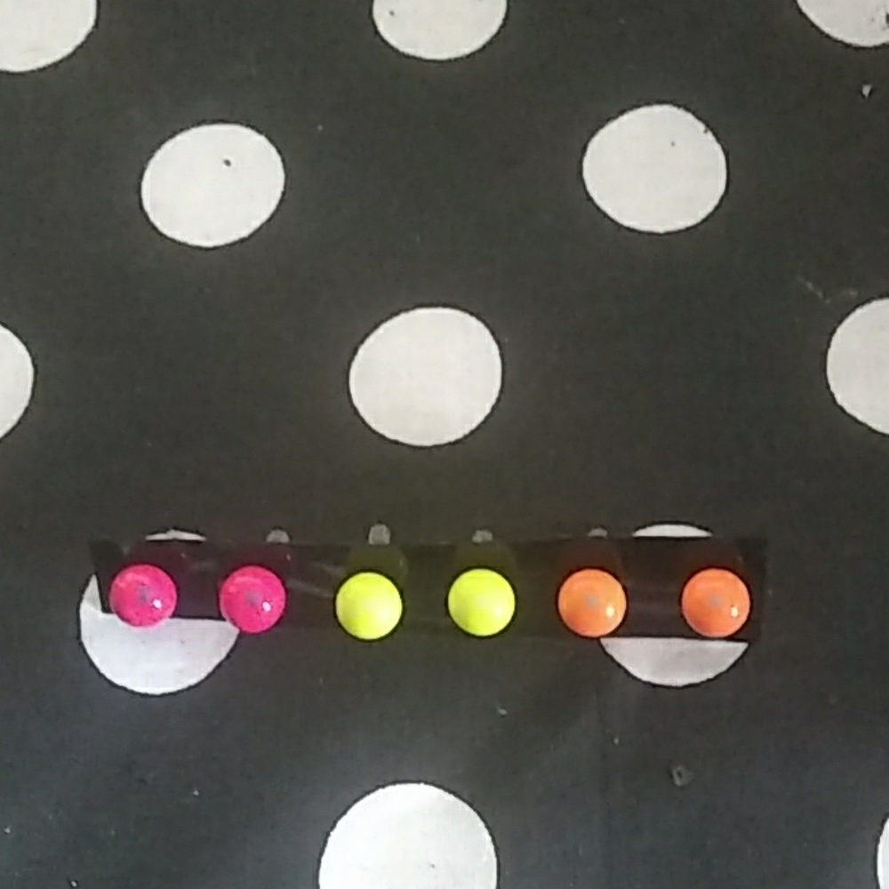 Neon stud earrings 3 pair